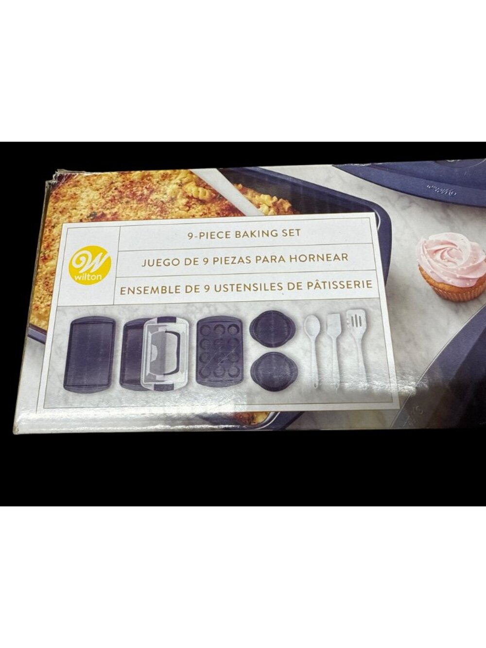 Non-Stick Diamond-Infused Navy Blue Baking Set with Utensils, 9-Piece New In Box - Picture 2 of 3